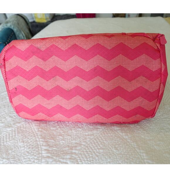 Thirty-One All Pro Tote Bag /Coral Punch Color /Chevron Fushia and Pink Striped - Picture 7 of 13